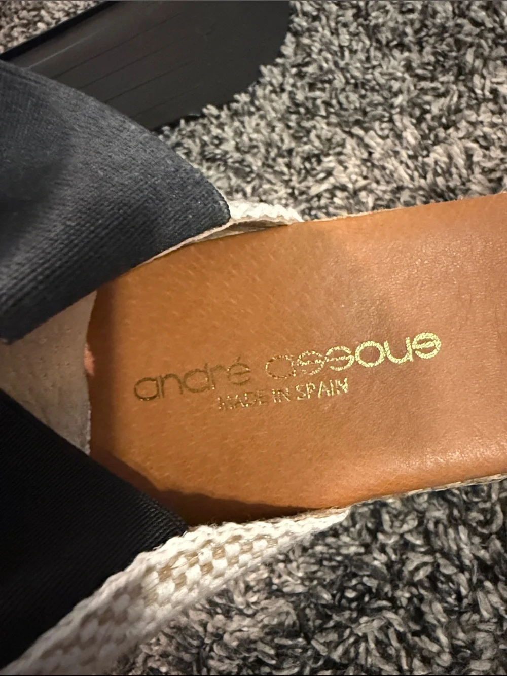 Andre Assous Women’s Black Espadrille Wedge Sandals Made in Spain